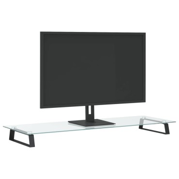 vidaXL Βάση Οθόνης Μαύρη 100x35x8 εκ. από Ψημένο Γυαλί και Μέταλλο