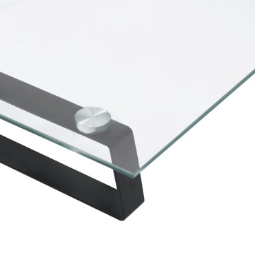 vidaXL Βάση Οθόνης Μαύρη 100x35x8 εκ. από Ψημένο Γυαλί και Μέταλλο