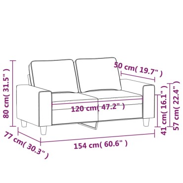 vidaXL Καναπές Διθέσιος Μαύρο Υφασμάτινος 154x77x80cm 1 τεμ.