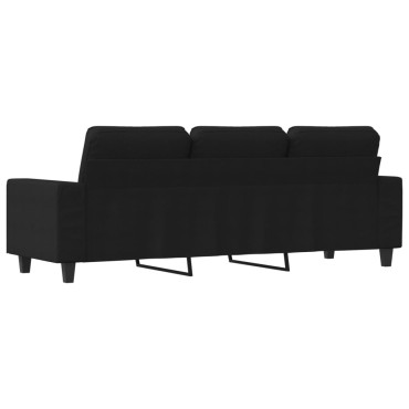 vidaXL Καναπές Τριθέσιος Μαύρος Υφασμάτινος 214x77x80cm 1 τεμ.
