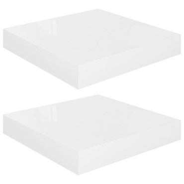 vidaXL Ράφια Τοίχου Γυαλιστερά Άσπρα 2 τεμ. 23x23,5x3,8cm MDF