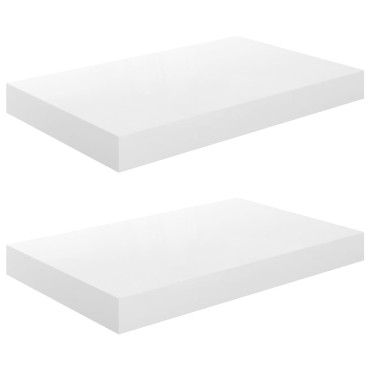 vidaXL Ράφια Τοίχου Γυαλιστερά Άσπρα 2 τεμ. 40x23x3,8cm MDF