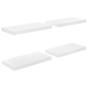 vidaXL Ράφια Τοίχου Γυαλιστερά Άσπρα 4 τεμ. 50x23x3,8cm MDF