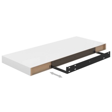 vidaXL Ράφι Τοίχου Γυαλιστερό Άσπρο 60x23,5x3,8cm MDF 1 τεμ.