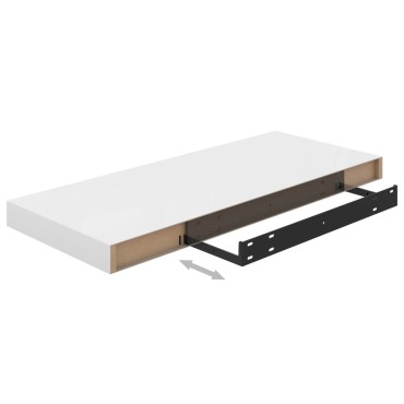 vidaXL Ράφια Τοίχου Γυαλιστερά Άσπρα 2 τεμ. 60x23,5x3,8cm MDF