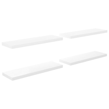 vidaXL Ράφια Τοίχου Γυαλιστερά Άσπρα 4 τεμ. 80x23,5x3,8cm MDF