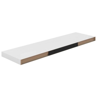 vidaXL Ράφι Τοίχου Γυαλιστερό Άσπρο 90x23,5x3,8cm MDF 1 τεμ.