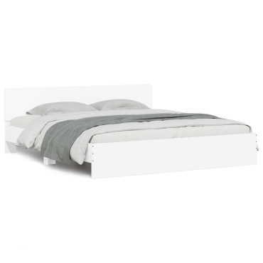 vidaXL Πλαίσιο Κρεβατιού με Κεφαλάρι Λευκό 160x200cm 1 τεμ. - Διπλό