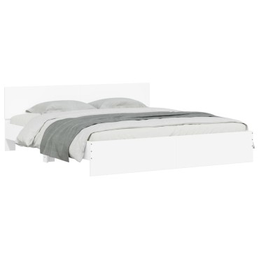 vidaXL Πλαίσιο Κρεβατιού με Κεφαλάρι Λευκό 160x200cm 1 τεμ. - Διπλό