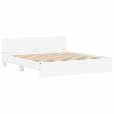 vidaXL Πλαίσιο Κρεβατιού με Κεφαλάρι Λευκό 160x200cm 1 τεμ. - Διπλό
