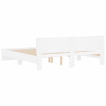 vidaXL Πλαίσιο Κρεβατιού με Κεφαλάρι Λευκό 160x200cm 1 τεμ. - Διπλό