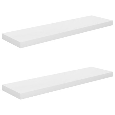 vidaXL Ράφια Τοίχου Γυαλιστερά Άσπρα 2 τεμ. 90x23,5x3,8cm MDF
