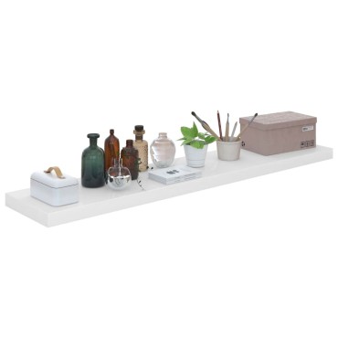 vidaXL Ράφι Τοίχου Γυαλιστερό Άσπρο 120x23,5x3,8cm MDF 1 τεμ.