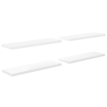 vidaXL Ράφια Τοίχου Γυαλιστερά Άσπρα 4 τεμ. 120x23,5x3,8cm MDF