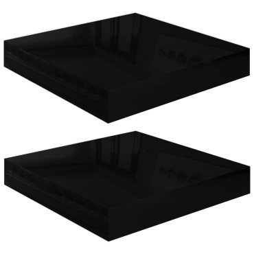 vidaXL Ράφια Τοίχου Γυαλιστερά Μαύρα 2 τεμ. 23x23,5x3,8cm MDF