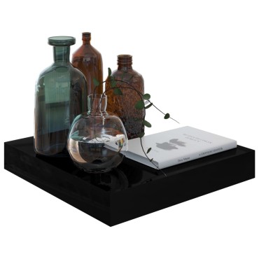 vidaXL Ράφια Τοίχου Γυαλιστερά Μαύρα 4 τεμ. 23x23,5x3,8cm MDF