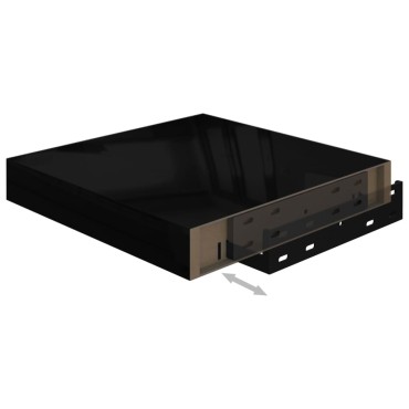 vidaXL Ράφια Τοίχου Γυαλιστερά Μαύρα 4 τεμ. 23x23,5x3,8cm MDF