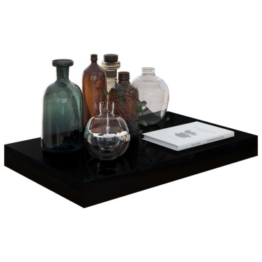 vidaXL Ράφι Τοίχου Γυαλιστερό Μαύρο 40x23x3,8cm MDF 1 τεμ.