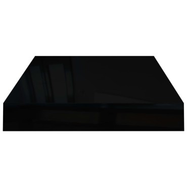 vidaXL Ράφι Τοίχου Γυαλιστερό Μαύρο 40x23x3,8cm MDF 1 τεμ.