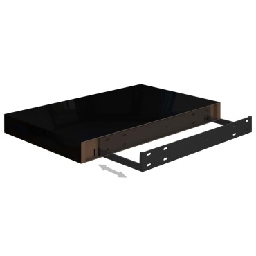 vidaXL Ράφι Τοίχου Γυαλιστερό Μαύρο 40x23x3,8cm MDF 1 τεμ.