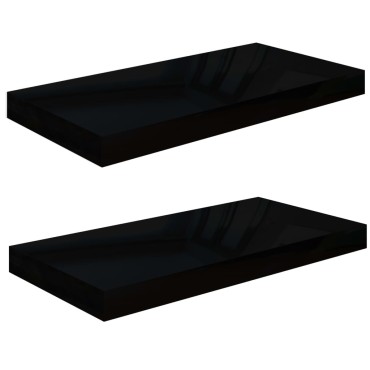vidaXL Ράφια Τοίχου Γυαλιστερά Μαύρα 2 τεμ. 50x23x3,8cm MDF