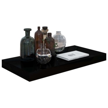 vidaXL Ράφια Τοίχου Γυαλιστερά Μαύρα 2 τεμ. 50x23x3,8cm MDF
