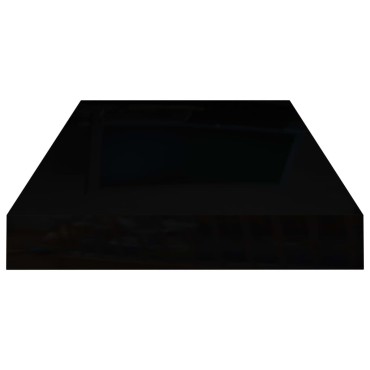vidaXL Ράφια Τοίχου Γυαλιστερά Μαύρα 2 τεμ. 50x23x3,8cm MDF