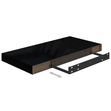 vidaXL Ράφια Τοίχου Γυαλιστερά Μαύρα 2 τεμ. 50x23x3,8cm MDF