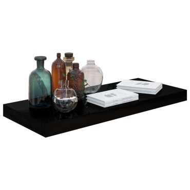 vidaXL Ράφια Τοίχου Γυαλιστερά Μαύρα 4 τεμ. 60x23,5x3,8cm MDF