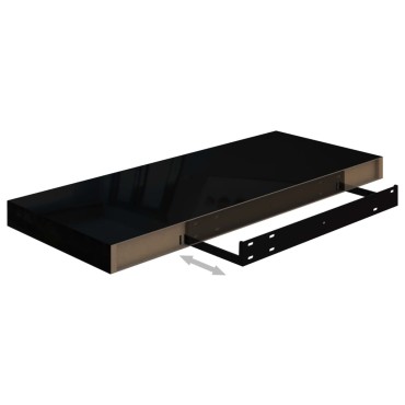 vidaXL Ράφια Τοίχου Γυαλιστερά Μαύρα 4 τεμ. 60x23,5x3,8cm MDF