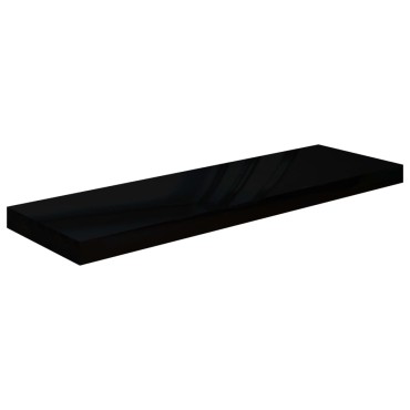 vidaXL Ράφι Τοίχου Γυαλιστερό Μαύρο 80x23,5x3,8cm MDF 1 τεμ.