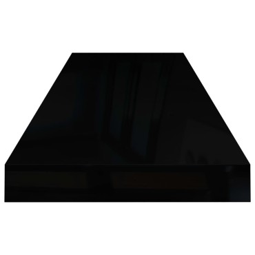 vidaXL Ράφι Τοίχου Γυαλιστερό Μαύρο 80x23,5x3,8cm MDF 1 τεμ.