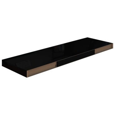 vidaXL Ράφι Τοίχου Γυαλιστερό Μαύρο 80x23,5x3,8cm MDF 1 τεμ.