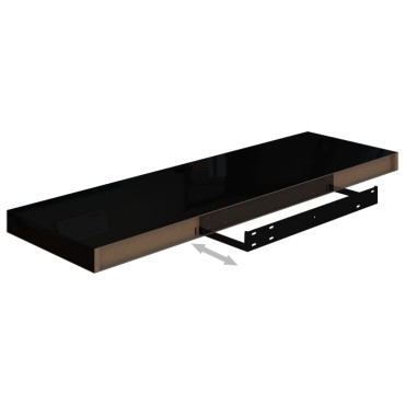vidaXL Ράφι Τοίχου Γυαλιστερό Μαύρο 80x23,5x3,8cm MDF 1 τεμ.