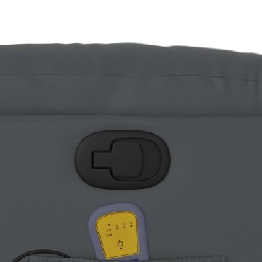 vidaXL Πολυθρόνα Μασάζ Ανακλινόμενη με Ανύψωση Γκρι Συνθετικό Δέρμα 75,5x93x99,5cm 1 τεμ.
