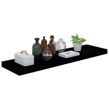 vidaXL Ράφια Τοίχου Γυαλιστερά Μαύρα 2 τεμ. 90x23,5x3,8cm MDF