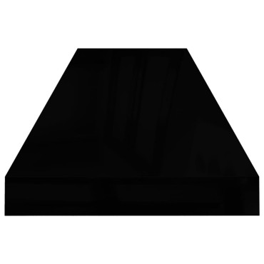 vidaXL Ράφια Τοίχου Γυαλιστερά Μαύρα 2 τεμ. 90x23,5x3,8cm MDF