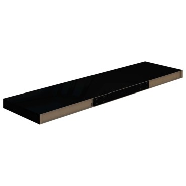 vidaXL Ράφια Τοίχου Γυαλιστερά Μαύρα 2 τεμ. 90x23,5x3,8cm MDF