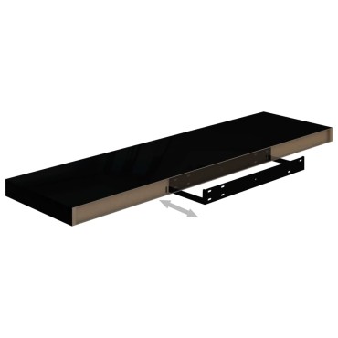 vidaXL Ράφια Τοίχου Γυαλιστερά Μαύρα 2 τεμ. 90x23,5x3,8cm MDF