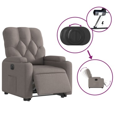 vidaXL Πολυθρόνα Ηλεκτρική Ανακλ.Taupe Υφασμάτινη 74x86,5x93,5cm 1 τεμ.