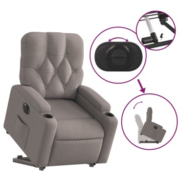 vidaXL Πολυθρόνα Ηλεκτρική Ανακλ.Taupe Υφασμάτινη 74x86,5x93,5cm 1 τεμ.