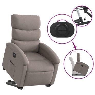 vidaXL Πολυθρόνα Ηλεκτρική Ανακλ.Taupe Υφασμάτινη 70x92x99,5cm 1 τεμ.