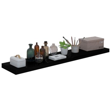 vidaXL Ράφια Τοίχου Γυαλιστερά Μαύρα 4 τεμ. 120x23,5x3,8cm MDF