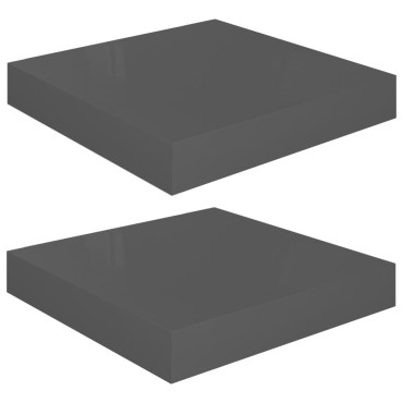 vidaXL Ράφια Τοίχου Γυαλιστερά Μαύρα 2 τεμ. 23x23,5x3,8cm MDF