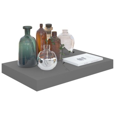 vidaXL Ράφια Τοίχου Γυαλιστερά Γκρι 2 τεμ. 40x23x3,8cm MDF