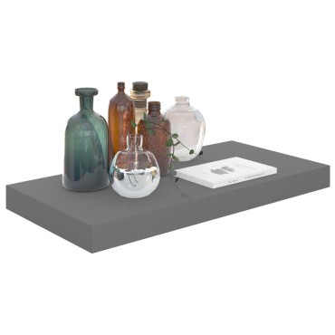 vidaXL Ράφια Τοίχου Γυαλιστερά Γκρι 2 τεμ. 50x23x3,8cm MDF
