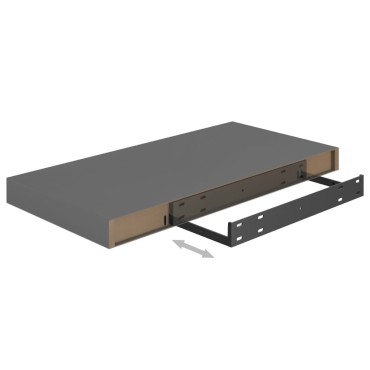 vidaXL Ράφια Τοίχου Γυαλιστερά Γκρι 2 τεμ. 50x23x3,8cm MDF
