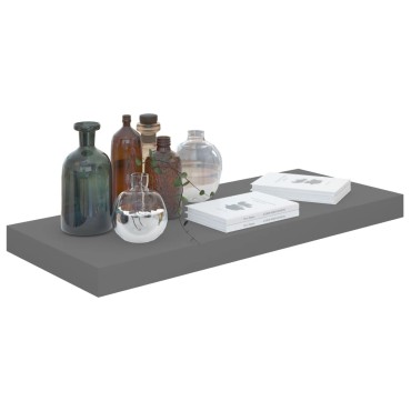 vidaXL Ράφι Τοίχου Γυαλιστερό Γκρι 60x23,5x3,8cm MDF 1 τεμ.