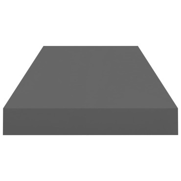 vidaXL Ράφι Τοίχου Γυαλιστερό Γκρι 60x23,5x3,8cm MDF 1 τεμ.