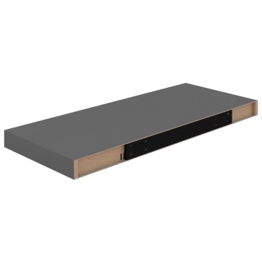 vidaXL Ράφι Τοίχου Γυαλιστερό Γκρι 60x23,5x3,8cm MDF 1 τεμ.